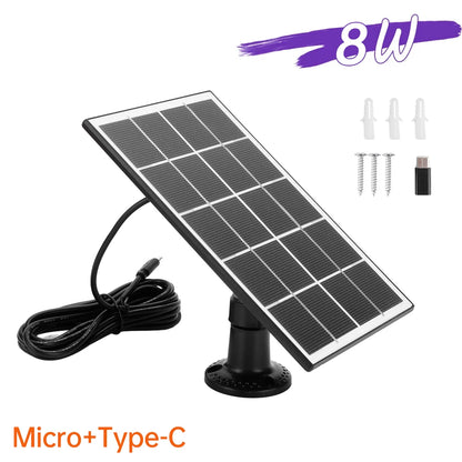8W Solar Panel Charger for Security Cameras & Home Lights