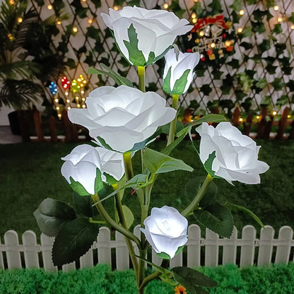 Solar Lawn Lights - Rose Lights 5 Head Waterproof Garden Pathway Decor