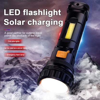 Flashlight: Solar LED Flashlight Power Bank - Strong Light & Portable