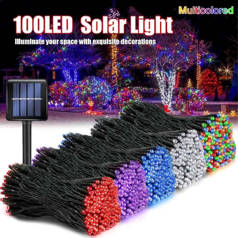 String Lights: Solar Outdoor Light IP65 Waterproof Strip - 8 Modes