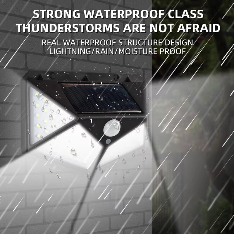 Wall Lamp: 100 LED Solar Lights - Motion Sensor, IP65 Waterproof, 270° Angle