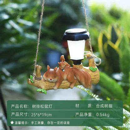 Solar light squirrel sloth ornament hanging outdoor garden lawn resin decoration creative decoration landscape ornament