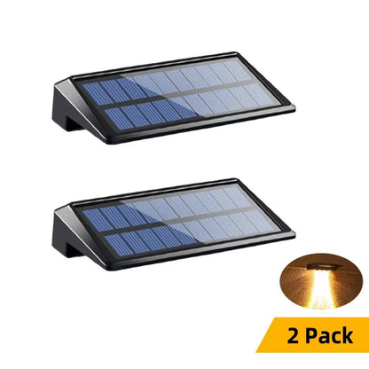 Solar Wall Lights Outdoor 2 Pack - Waterproof LED Fence & Deck Lights