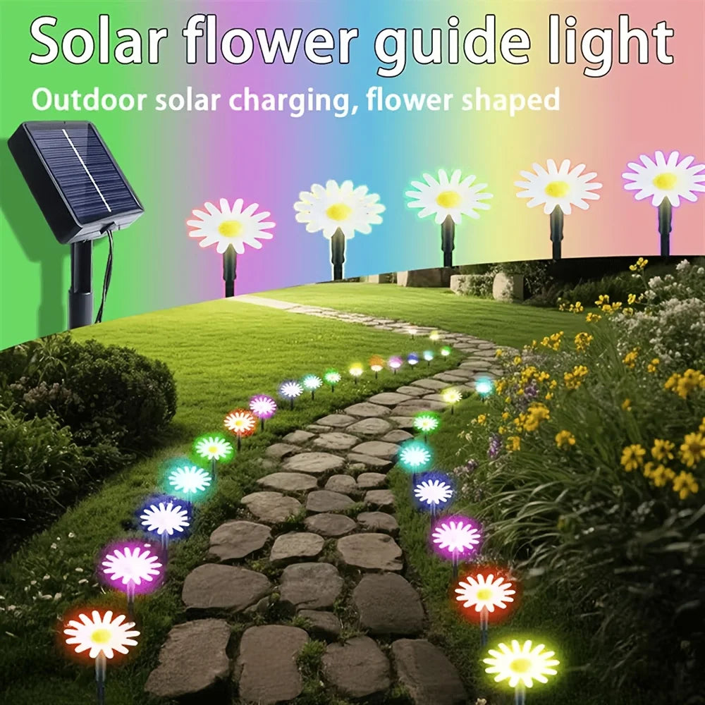 Natural Fresh Solar Daisy Garden Stake Lights, Warm Glow Flower LED Lights for Yard Path Spring Summer Outdoor Decoration