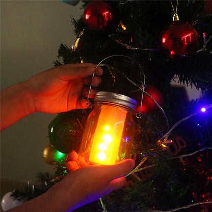 2PCS Solar LED Mason Jar Lit Light Flame Warm LED Garden Outdoor Solar Bottle Lamp Candle Lantern Christmas Decoration