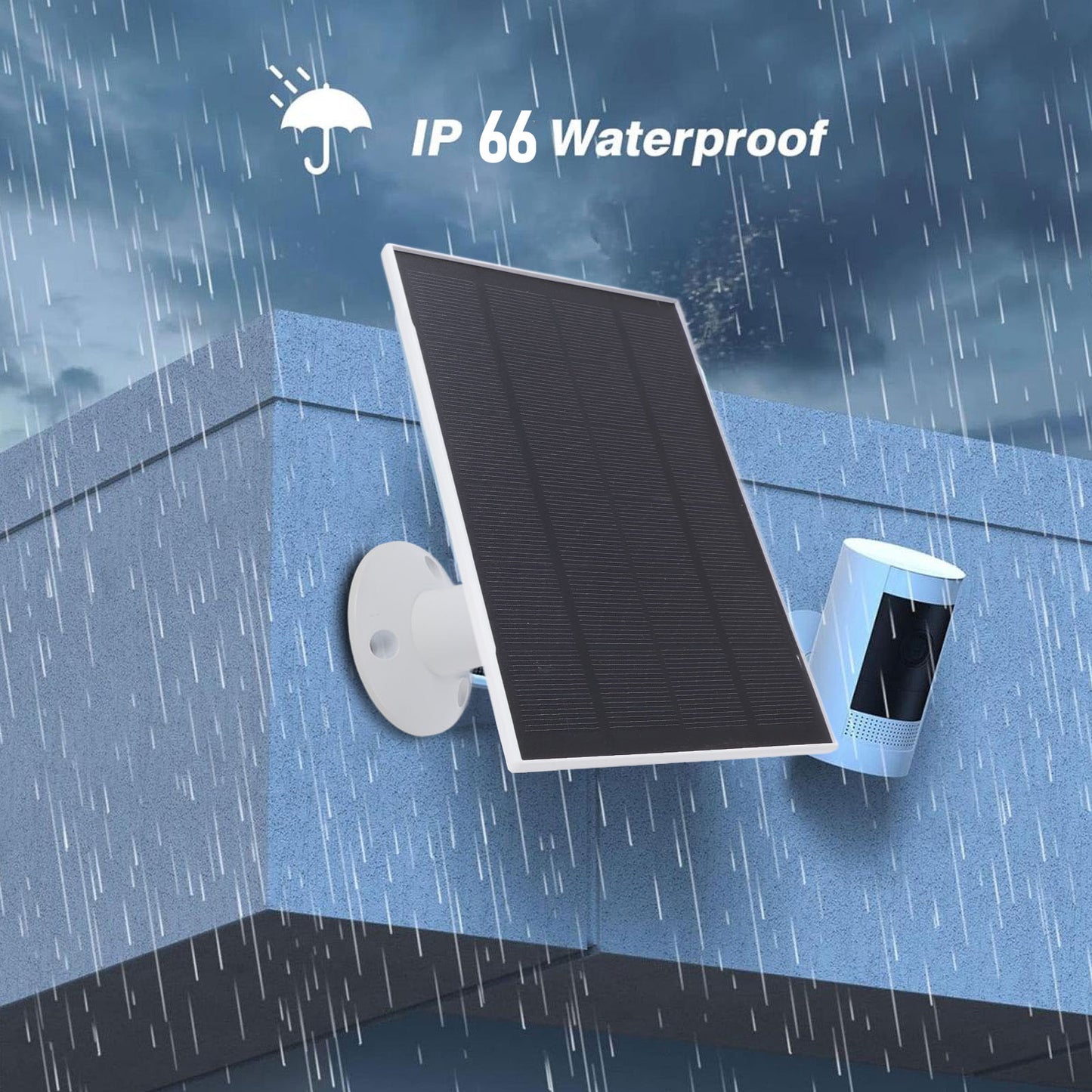 Camera Doorbell: Doorbell Solar Panel 8W IP66 Waterproof 360° Adjustable