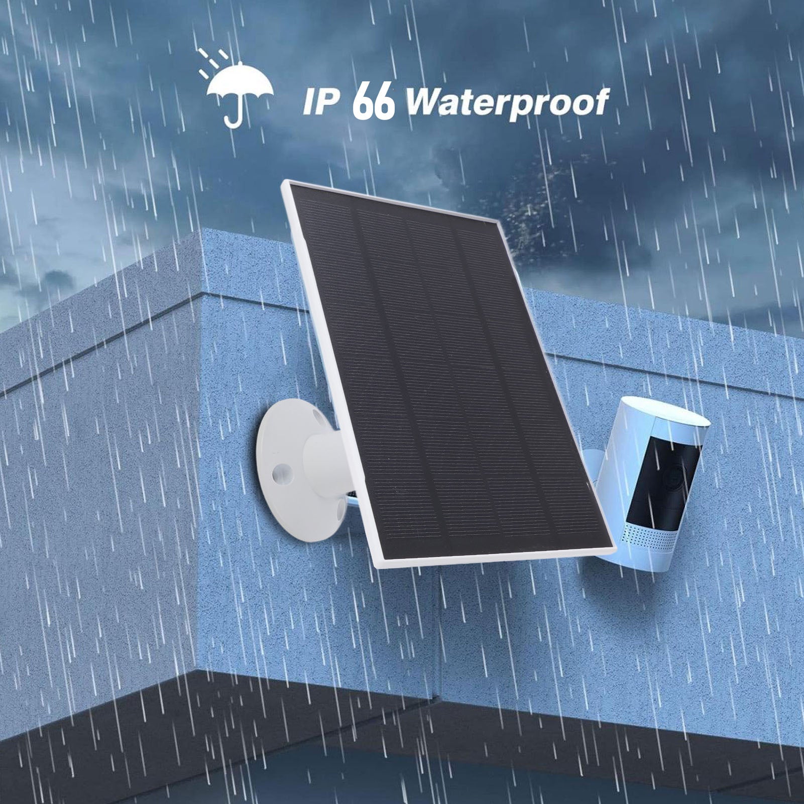 Camera Doorbell: Doorbell Solar Panel 8W IP66 Waterproof 360° Adjustable