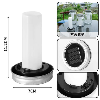 2PCS Solar LED Mason Jar Lit Light Flame Warm LED Garden Outdoor Solar Bottle Lamp Candle Lantern Christmas Decoration