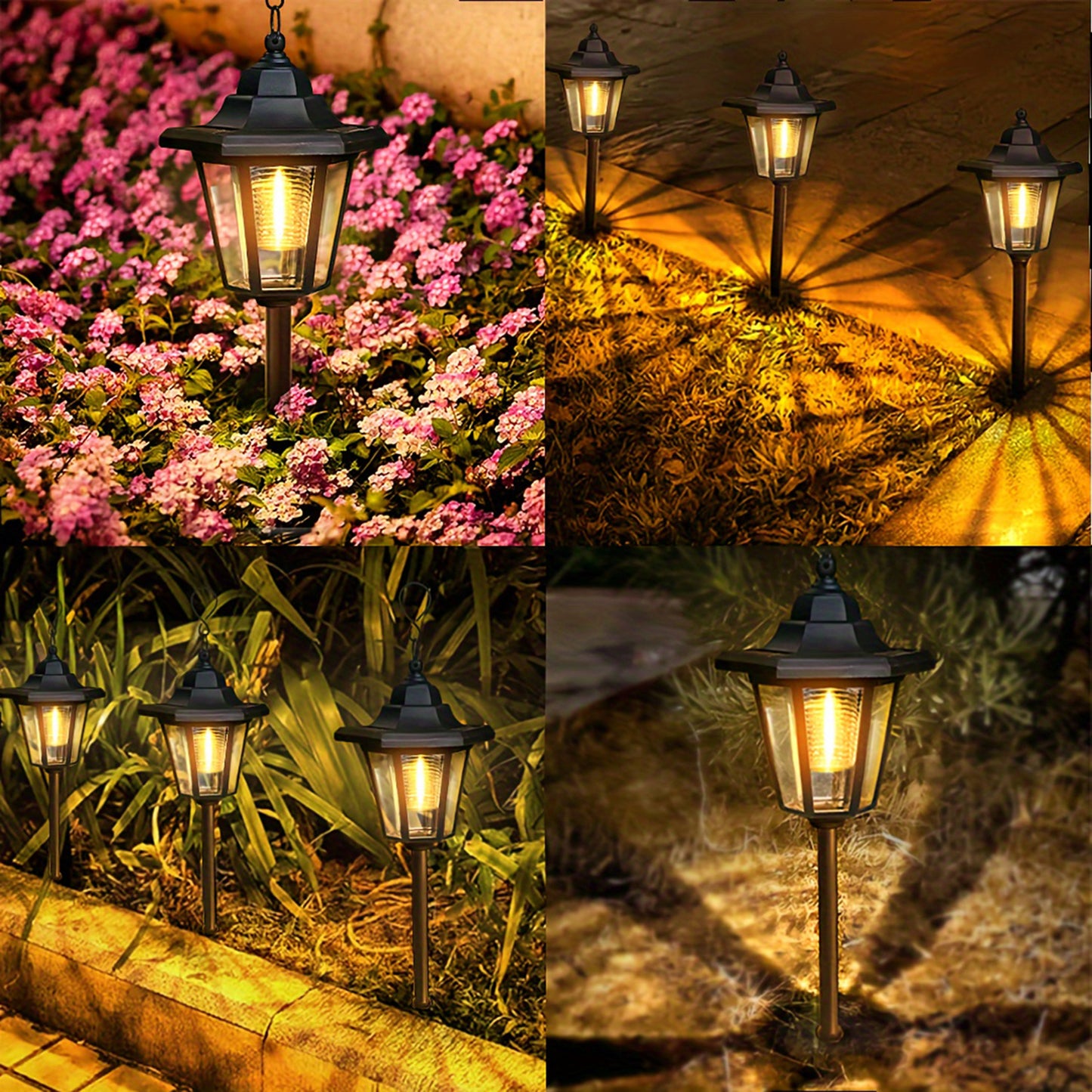 Hexagonal Solar Pathway Lights - Outdoor Hanging Lanterns