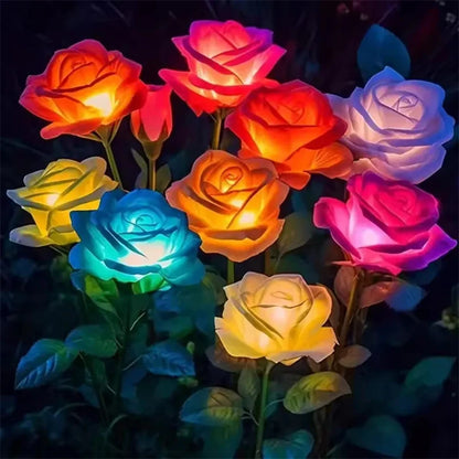 Solar Lights Outdoor Decor 5 Heads Rose Lawn Lamp Solar Garden Lights for Yard Patio Garden Wedding Decorations Fairy Lights