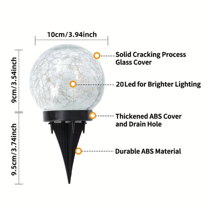 Outdoor Solar Light: Solar Cracked Glass Globes - Waterproof Patio Ball Lights