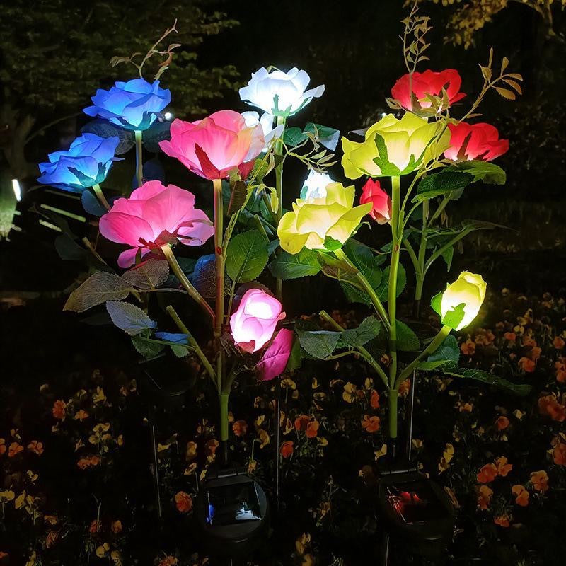 Rose Solar LED Lawn Lights - 5 Heads for Garden & Patio