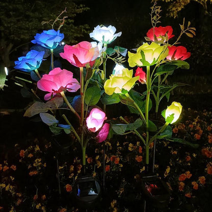 Rose Solar LED Lawn Lights - 5 Heads for Garden & Patio