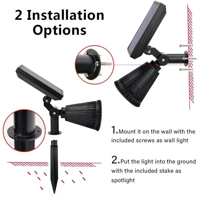 9 LEDs Solar Spotlights - IP65 Waterproof Outdoor Lights
