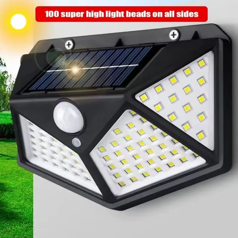Wall Lamp: 100 LED Solar Lights - Motion Sensor, IP65 Waterproof, 270° Angle