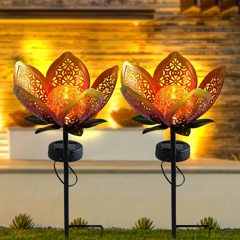 Solar Powered Garden Lights: Solar Lotus Flower Light - Rainproof Outdoor Lawn Decor