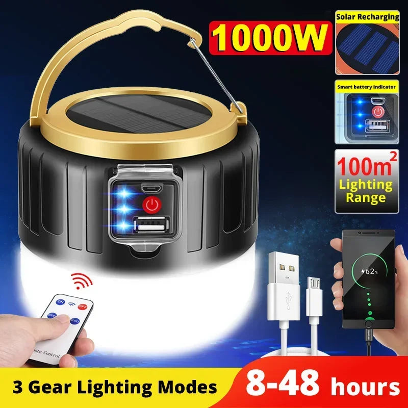 Solar Lanterns Lamp: Waterproof, USB Rechargeable Lantern